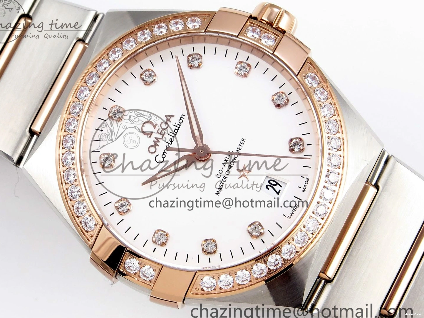 1231 Lightweight Constellation 39mm SS RG Diamonds Bezel ASWF 1:1 Best Edition White Diamonds Dial on SS RG Bracelet A 7774